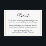 Formal kalligrafisches Gold-Border-Wedding Details Begleitkarte<br><div class="desc">Elegante Hochzeitsdetails Gehäuse-Karte mit einem Imitat goldenen Rand. Diese eleganten Einfriedungskarten geben Ihren Gästen wichtige Informationen zu Ihrem besonderen Tag und sind perfekt für eine feierliche Hochzeit.</div>