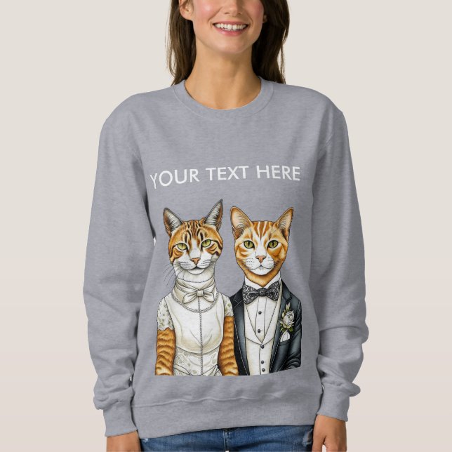 Formal Kleiderbrille und Groom Chic Cat Couple Sweatshirt (Vorderseite)