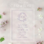 Formal Lavendel Leafy Wappen Monogram Wedding Acryleinladungen<br><div class="desc">Für Paare, die Eleganz mit einer Touch von Natur suchen, spricht diese exquisite Lavendel Wappen monogramm Hochzeitseinladung ins Herz. Die üppige Vegetation umkreist ein geschmackvolles Monogramm, ein persönliches Emblem, das die Gewerkschaft von zwei Personen am Rande eines wunderschönen neuen Kapitels perfekt erfasst. Die zeitlose Eleganz dieses Designs verbindet sich mit...</div>