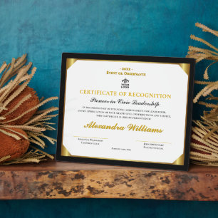 Formal Leadership Heritage Gold-Auszeichnungsurkun Fotoplatte