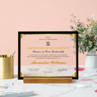 Formal Leadership Heritage Gold Award Certificate Acrylschild