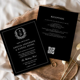 Formal Leafy Wappen Monogram Wedding QR Code