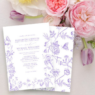 Formal Lilac Lavender Chinoiserie Floral Wedding Einladung