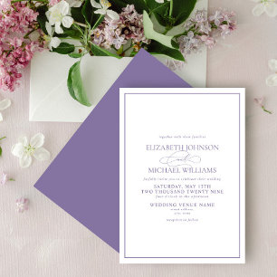 Formal Lilac Lavender Classic Script Wedding Einladung