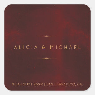 Formal luxuriöses burgundisches Siegel Quadratischer Aufkleber
