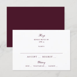 Formal Maroon Plum Calligraphy Elegant Wedding RSVP Karte