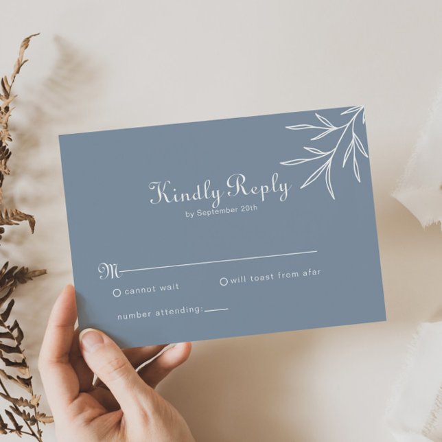 Formal Minimal Dusty Blue Wedding RSVP Card Karte (Von Creator hochgeladen)