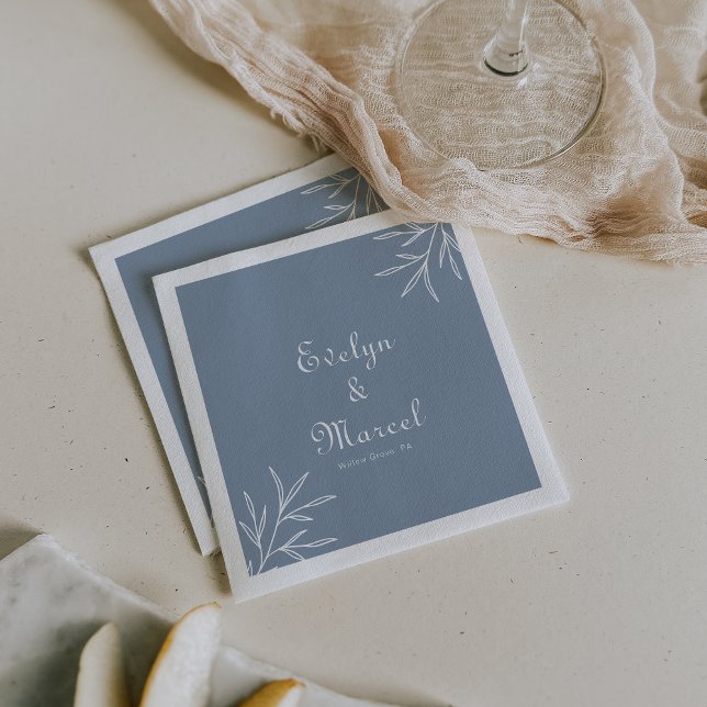 Formal Minimal Dusty Blue Wedding Serviette (Von Creator hochgeladen)