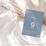 Formal Minimal Dusty Blue Wedding Tischnummer<br><div class="desc">Diese kleine,  staubige blaue Hochzeit ist perfekt für eine rustikale Hochzeit. Das Design umfasst Wildkräuter in Aquarelltönen in einem staubigen blauen Hintergrund.</div>