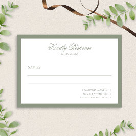 Formal Minimal Sage Green Border Script Hochzeit RSVP Karte