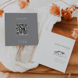 Formal Minimalistisch, grau und weiß Realtor Quadratische Visitenkarte