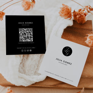 Formal Minimalistischer Schwarz-Weiß-Psychologe Quadratische Visitenkarte