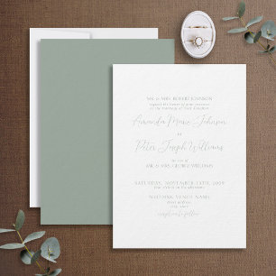 Formal Modern Calligraphy Sage Green Wedding Einladung
