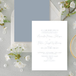 Formal Moderne Kalligrafie Dusty Blue Wedding Einladung