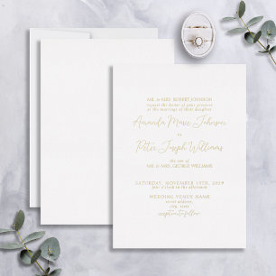 Formal moderne Kalligrafie Real Foil Wedding Folieneinladung