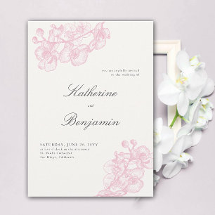 Formal Moderne Orchideen Pink Sketch Hochzeit Einladung