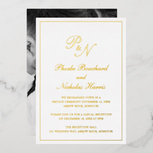 Formal Monogram Elegant Wedding Empfang Folieneinladung