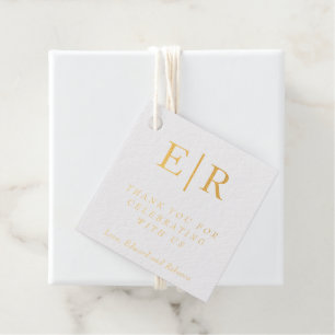 Formal Monogram Gold Simple Elegante Wedding Geschenkanhänger