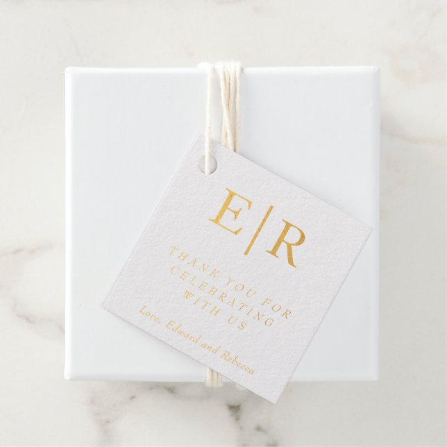 Formal Monogram Gold Simple Elegante Wedding Geschenkanhänger (Mit Box)