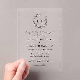 Formal Monogram Leaf Wappen Wedding Acryleinladungen