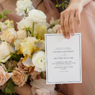 Formal Navy Blue Classic Script Hochzeit Einladung