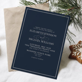 Formal Navy Blue Classic Script Hochzeit Einladung