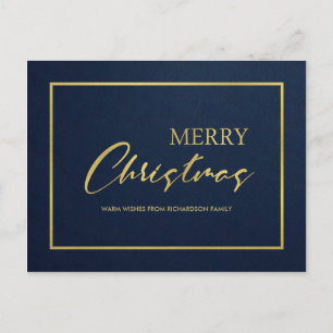 FORMAL NAVY GOLD VELVET MINIMAL MERRY CHRISTMAS FEIERTAGSPOSTKARTE