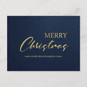 FORMAL NAVY GOLD VELVET MINIMAL MERRY CHRISTMAS FEIERTAGSPOSTKARTE
