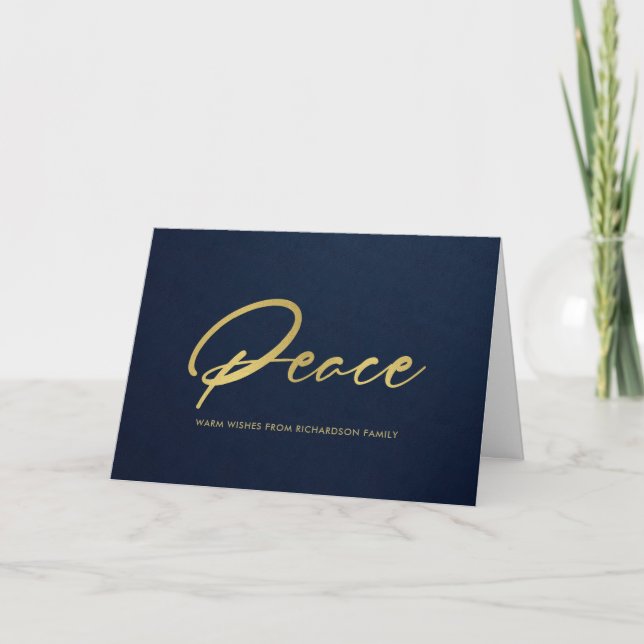 FORMAL NAVY IMITATS GOLD MINIMAL CALLIGRAPHIE FRIE KARTE (Vorderseite)