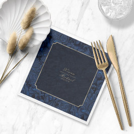 Formal Paisley Wedding Navy Blue ID767 Napkins Serviette