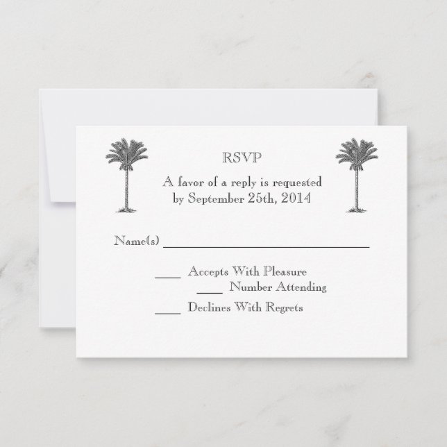 Formal Palm Tree Tropical Island Wedding RSVP (Vorderseite)