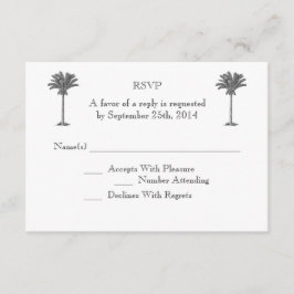Formal Palm Tree Tropical Island Wedding RSVP Karte