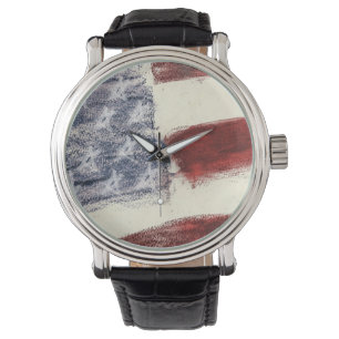 Formal patriotische Männerbeobachtung mit U.S.-Fla Armbanduhr