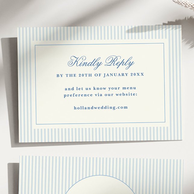 Formal Preppy Blue Stripes UAWG Online-Website RSVP Karte (classic blue stripes RSVP online card)