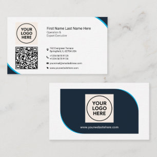 Formal QR Beruflich Moderne Navy Blue Corporate Visitenkarte