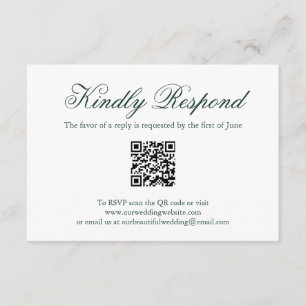 Formal QR Code Forest Green Wedding RSVP Karte