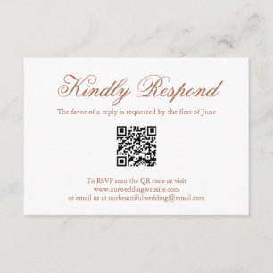 Formal QR Code Terracotta Wedding RSVP Karte
