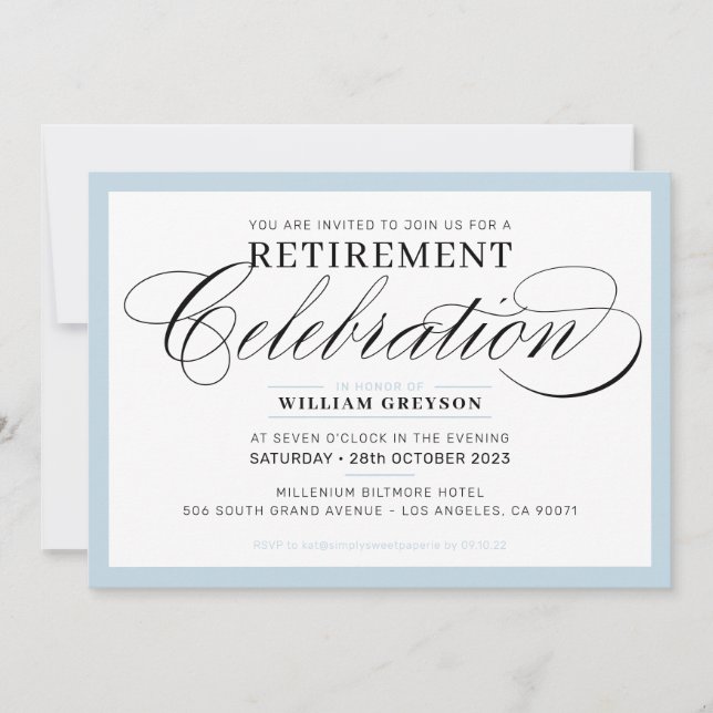 FORMAL RETIREMENT PARTY modern extravagant blass Einladung (Vorderseite)