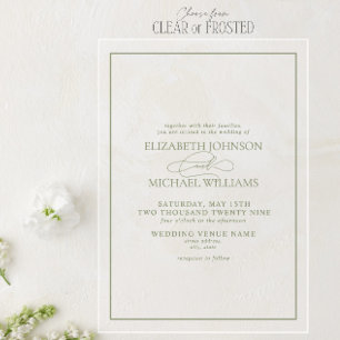 Formal Sage Green Classic Script Hochzeit Acryleinladungen