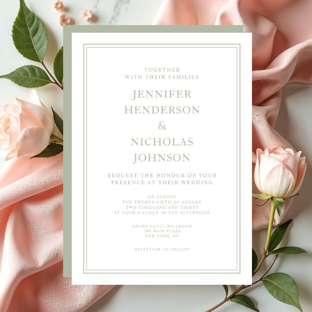 Formal Sage Green Wedding Einladung (Elegant Formal Sage Green Wedding Invitation)