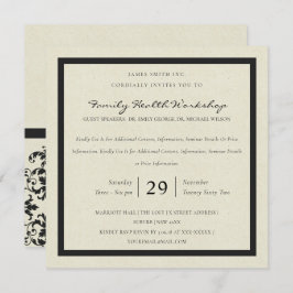 FORMAL SCHWARZ-WEISS DAMASK CLASSIC WORKSHOP-EREIG EINLADUNG