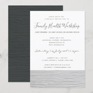 FORMAL SCHWARZ-WEISS STRIPE LINE WORKSHOP EINLADUNG