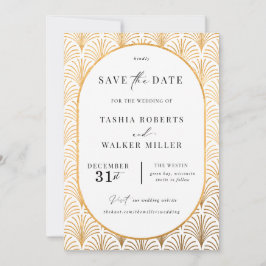 Formal Schwarze Krawatte Gold Art Deco Save the Da Date