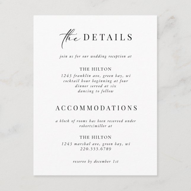 Formal Schwarze Krawatte Gold Deco Details einfüge Begleitkarte (Vorderseite)