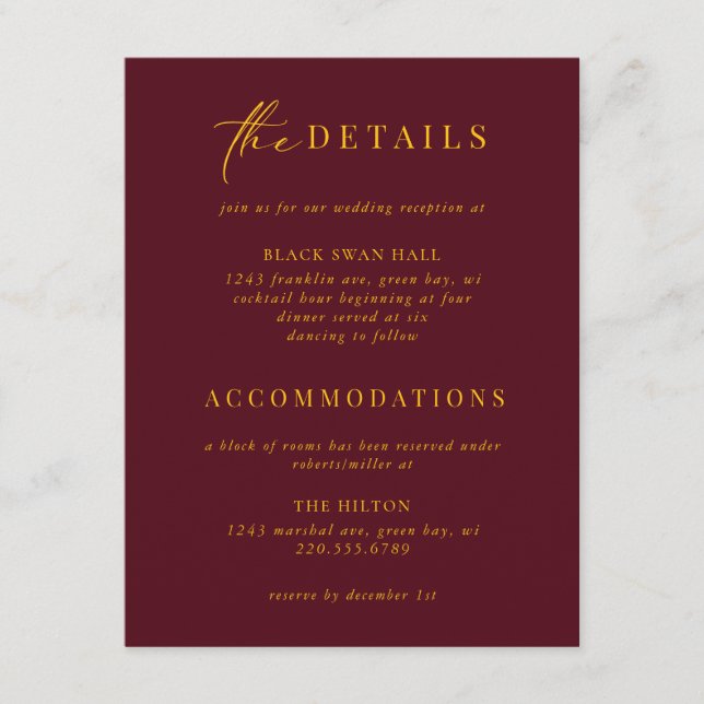 Formal Schwarze Krawatte Gold Deco Details einfüge Begleitkarte (Vorderseite)