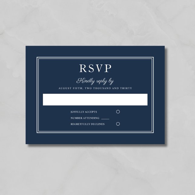 Formal Script Navy Blue Wedding RSVP Card (Von Creator hochgeladen)