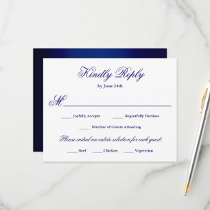Formal Script Royal Blue Meal Choice RSVP Karte