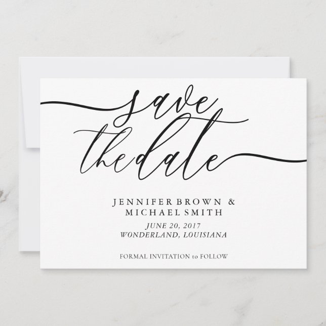 Formal Script Wedding Rett Date Foto Save The Date (Vorderseite)