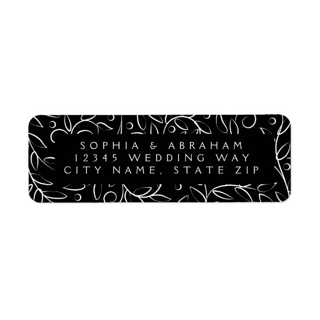 Formal Scrolling Blätter Black Wedding Address (Vorne)