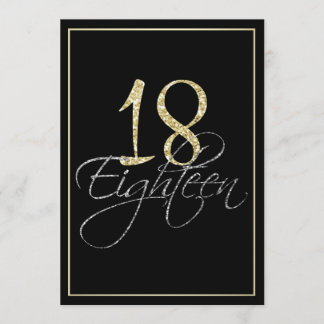 Formal Silver Black and Gold 18. Geburtstagsparty Einladung